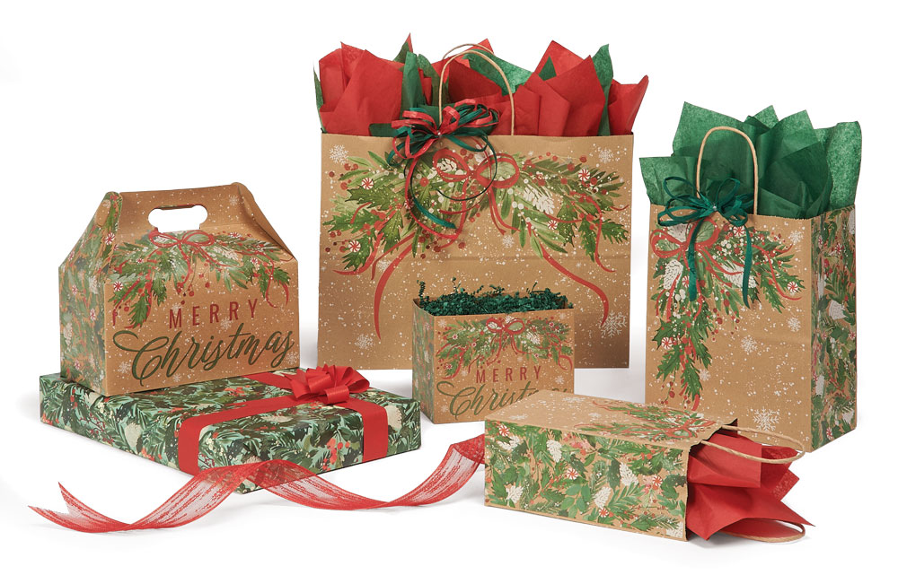 Christmas Greenery Gift Bags