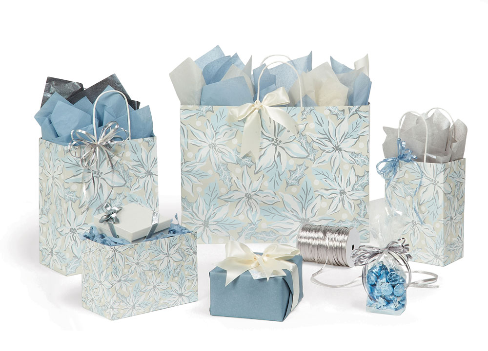 Frosted Poinsettia Gift Bags