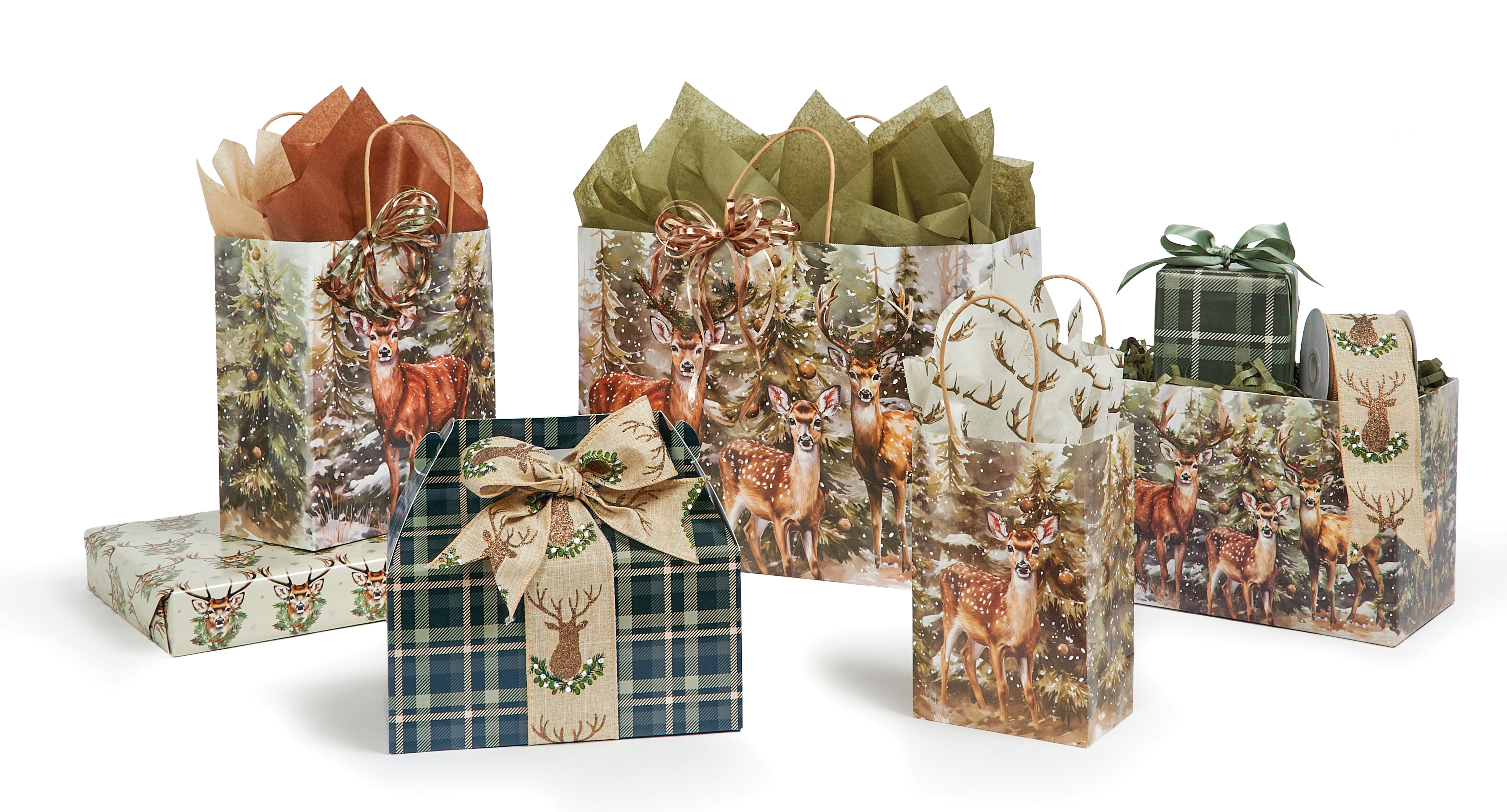 Evergreen Deer Gift Bags