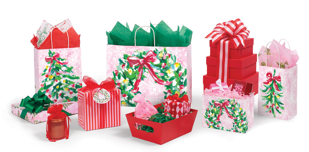 Pink Christmas Gift Bags