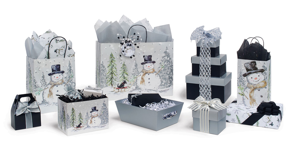 Silver Snowman Gift Bags