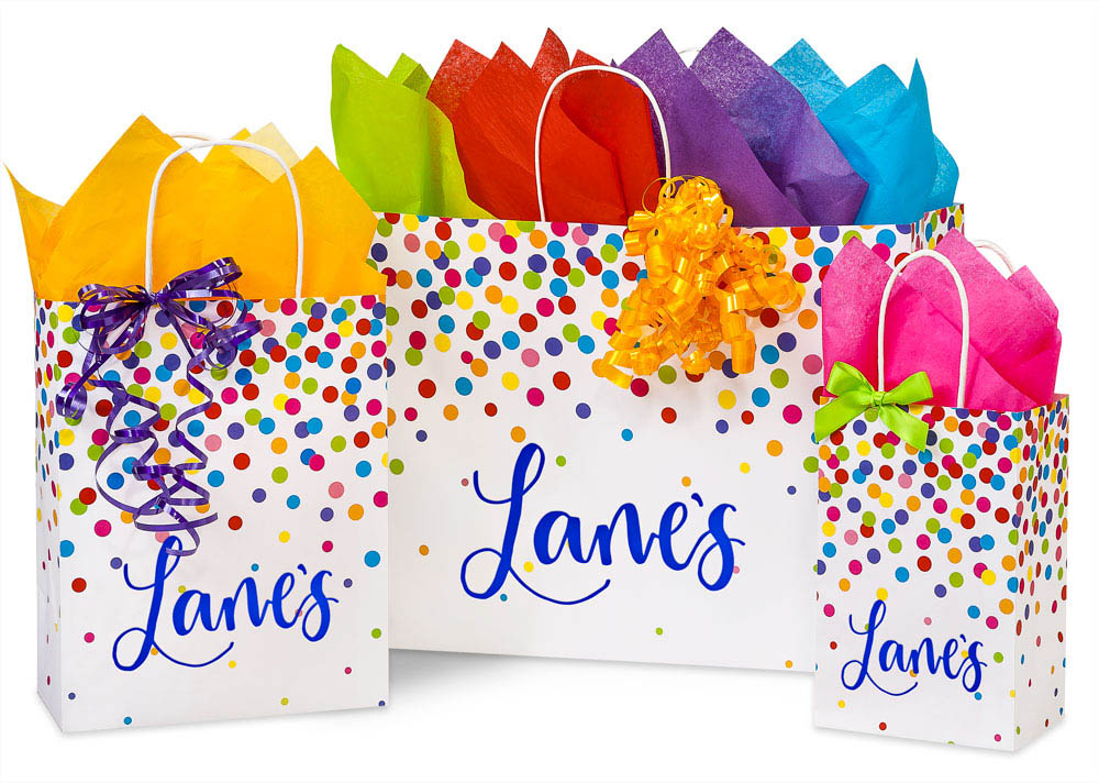 Hot Stamp Your Rainbow Confetti Paper Shopping Bags