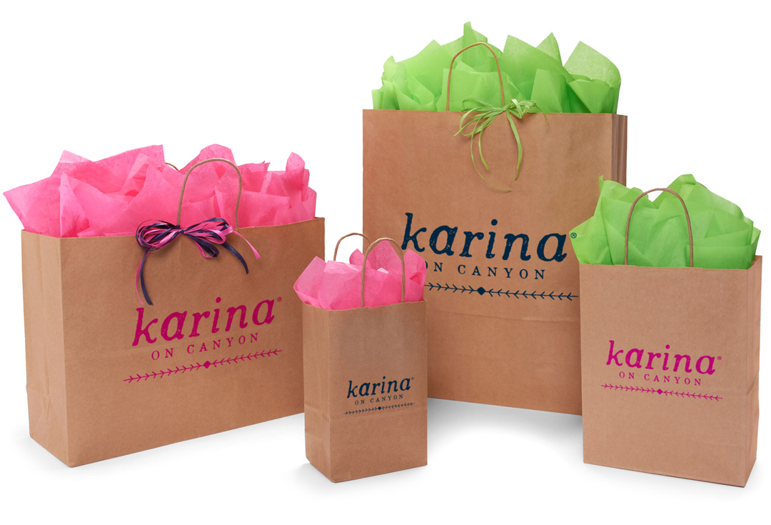 Custom Ink Printed Paper Shopping Bags