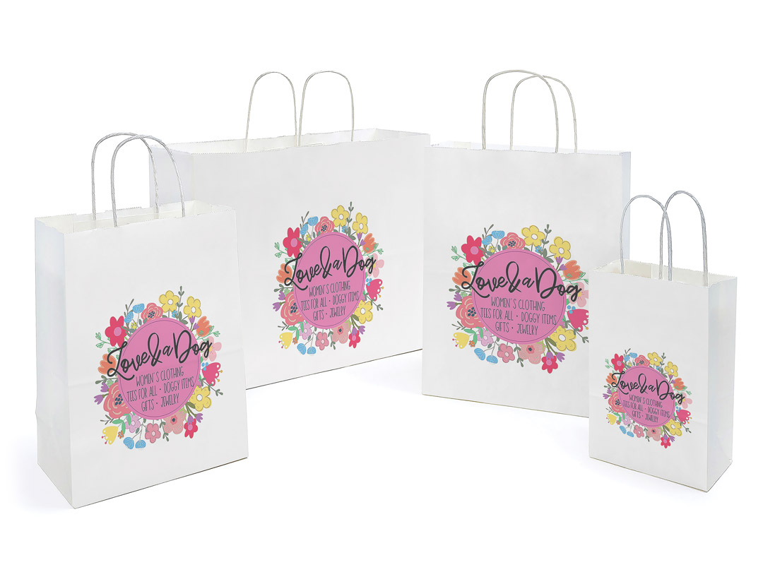 Digitally Print Your White Kraft Paper Shopping Bags