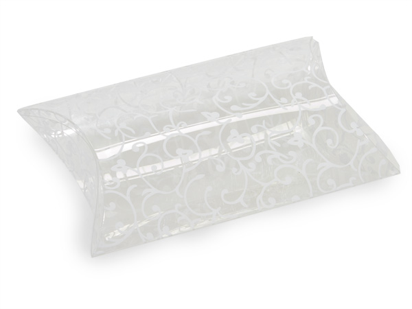 *Elegant White Scroll Pillow Favor Boxes, 3.5x3x1", 12 Pack