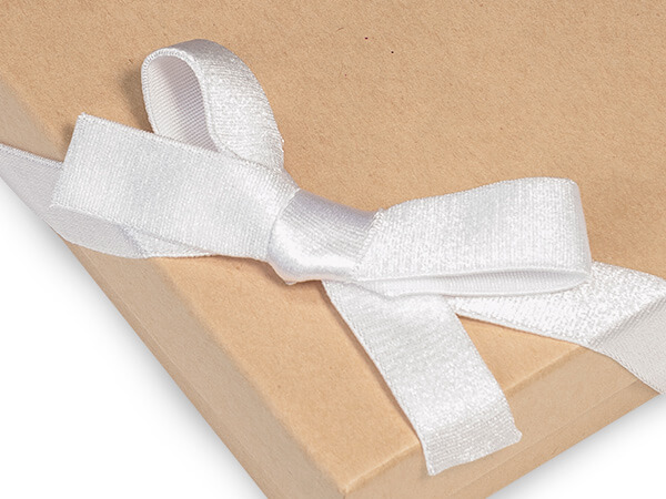 12" White Satin Stretch Wide Loops with Pre-Tied Bows, 50 pack