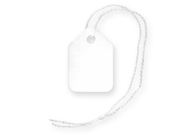 Qty 1000 Pcs White Strung Merchandise Tags #4 Price Tag 15/16 X 1-1/2" Scallop 
