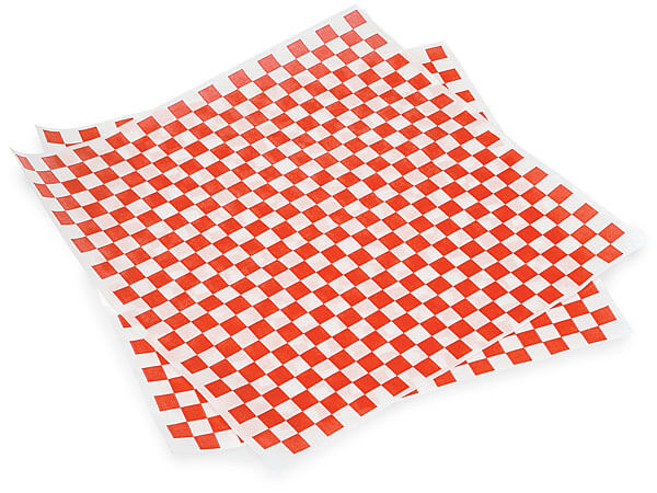 *12x12" Red/White Checkerboard Food Grade Grease Resistant Tissue Shee