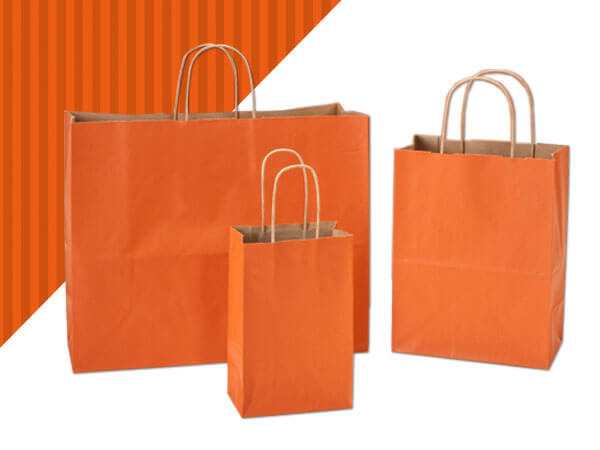 Recycled Shadow Stripe Terracotta Paper Shopping Bags
