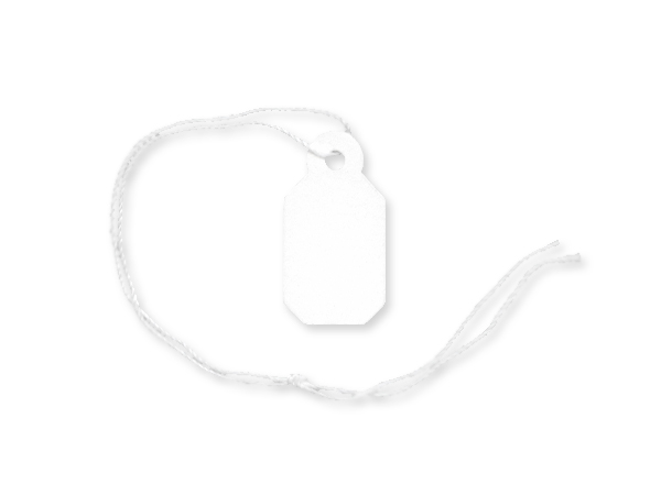White Price Tag, 7/16 x 13/16", White Strings, 1000 pack