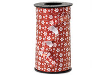 Red curling ribbon with snowflakes on white (2272176)