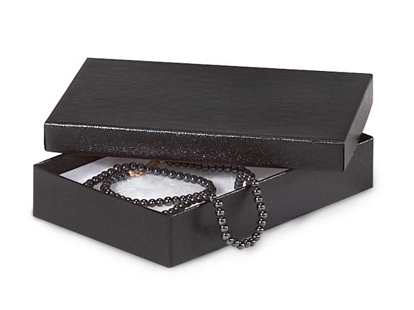 Black Embossed Jewelry Gift Boxes, 5.5x3.5x1", 100 Pack, Fiber Fill