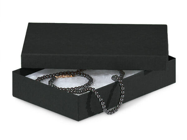 Black Matte Jewelry Gift Boxes, 5.5x3.5x1", 6 Pack, Fiber Fill
