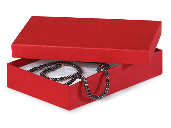 Red Matte Kraft Jewelry Gift Boxes, 5.5x3.5x1", 100 Pack, Fiber Fill