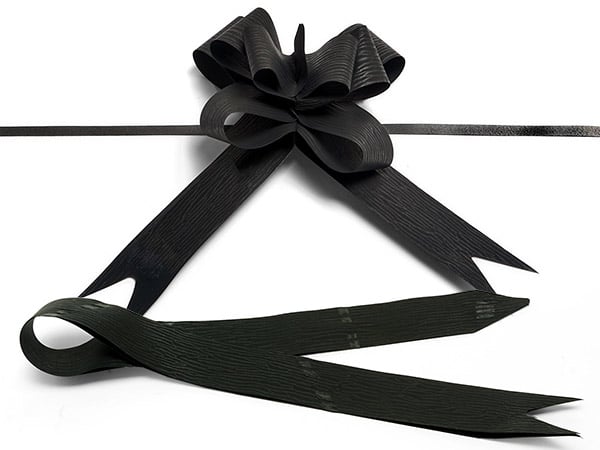 4" Black Textured Poly Butterfly Pull Bows, 25 Pack