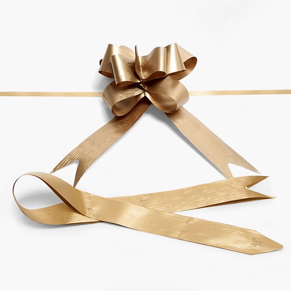 4" Gold Textured Poly Butterfly Pull Bows, 25 Pack