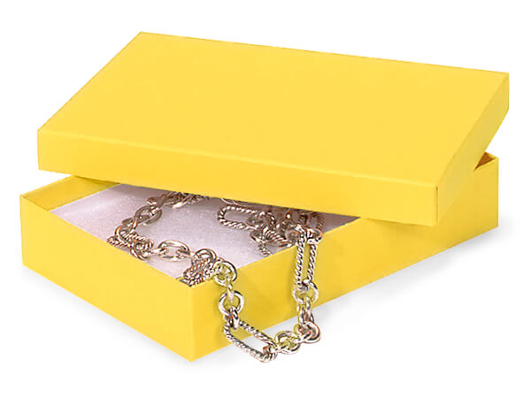 Yellow Jewelry Gift Boxes, 5.5x3.5x1", 100 Pack, Fiber Fill