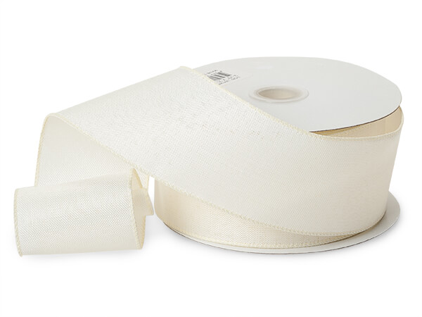 White Striped Linen Ribbon (5 yds) - Pressed Cotton