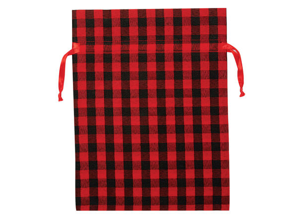 *Red Buffalo Plaid Reusable Fabric Gift Bags, 9-1/2 x 12-1/2", 3 pack