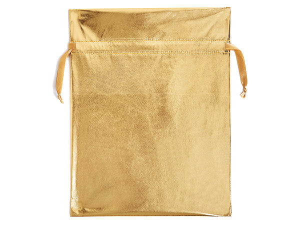 *Metallic Gold Fabric Gift Bag, 9-1/2 x 12-1/2", 3 pack