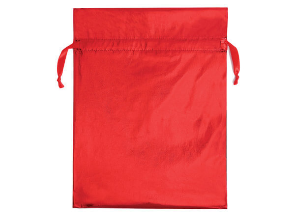 Metallic Red Reusable Fabric Gift Bags,12 x 16", 3 pack