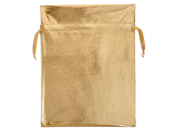 Metallic Gold Reusable Fabric Gift Bags, 12 x 16",3 pack