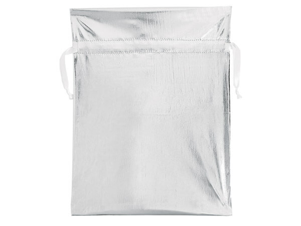 Metallic Silver Fabric Gift Bags