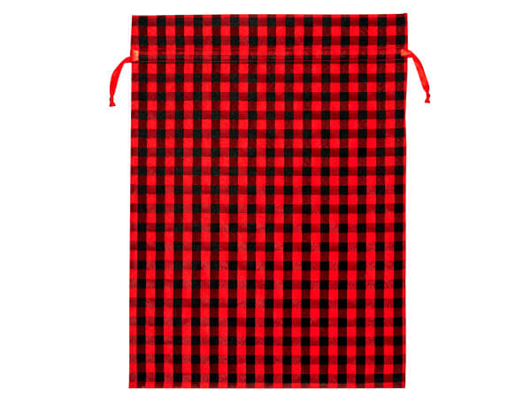Red Buffalo Plaid Reusable Fabric Gift Bags,16-1/2 x 22", 3 pack