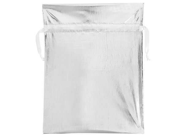 *Metallic Silver Fabric Gift Bag, 16-1/2 x 22",3 pack