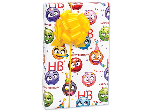 *Emoji Birthday Wrapping Paper, 24"x85' Roll