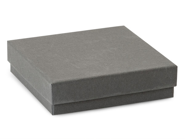 Charcoal Gray Jewelry Gift Boxes, 3.5x3.5x1", 100 Pack, Fiber Fill