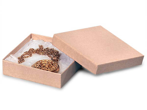 100 Asst Kraft Cotton Filled Jewelry Pendant Charm Bracelet Ring Gift Boxes 