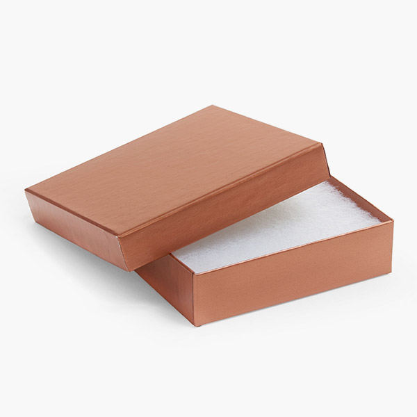 Metallic Copper Jewelry Boxes, 3.5x3.5x1", 100 Pack, Fiber Fill