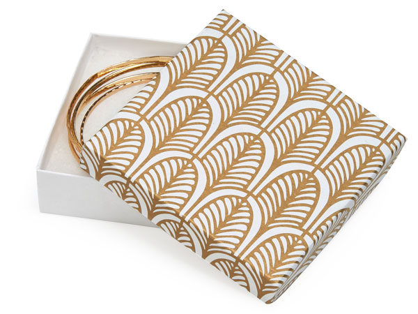 Nouveau Gold Jewelry Gift Boxes, 3.5x3.5x1", 100 Pack, Fiber Fill