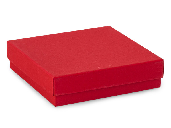 Red Matte Kraft Jewelry Gift Boxes, 3.5x3.5x1", 100 Pack, Fiber Fill