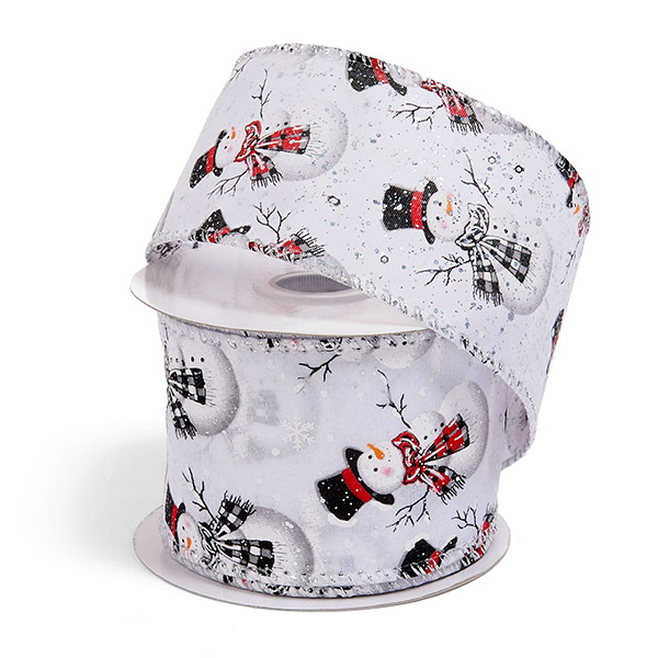 Wired Silver Snowman Ribbon