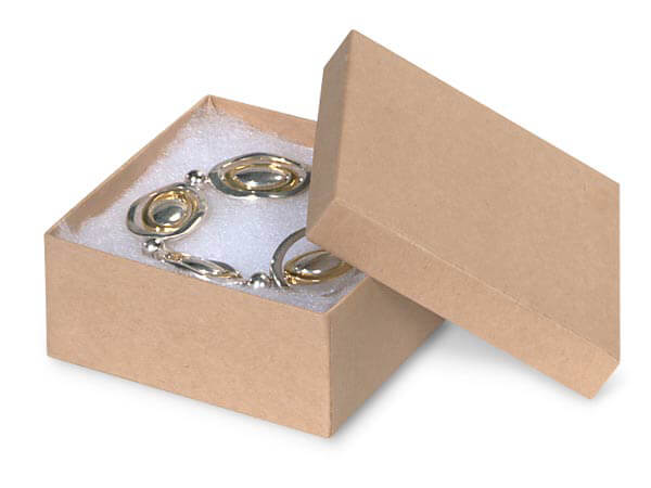 Brown Kraft Jewelry Gift Boxes, 3.5x3.5x1.5", 100 Pack, Fiber Fill |  Nashville Wraps