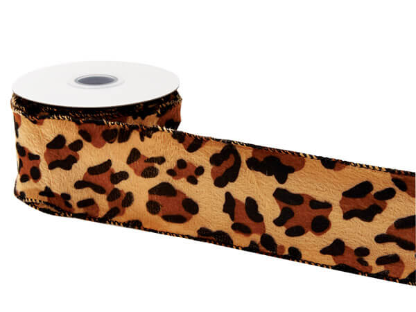 Leopard Print Wired Ribbon, 2-1/2" x 10 yards