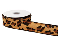 Cheetah Print Canvas Ribbon 1.5 Wide X 10 Yard Roll Wired Ribbon IvoryBlackBrownTan