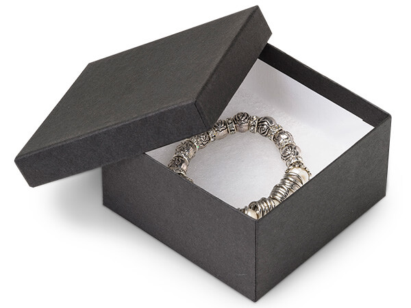 Black Velvet Pendant Necklace Earrings Jewelry Gift Box 2 5/8" x 2 5/8" x 1 3/8" 
