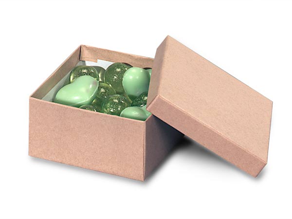 Brown Kraft Jewelry Gift Boxes, 3.5x3.5x2", 100 Pack, Fiber Fill