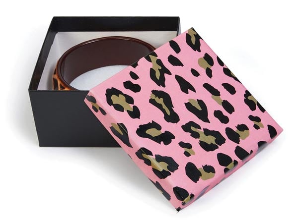 *Lipstick Leopard Jewelry Gift Boxe 3.5x3.5x2", 100 Pack, Fiber Fill