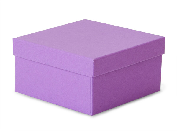 Purple Kraft Jewelry Gift Boxes, 3.5x3.5x2", 100 Pack, Fiber Fill