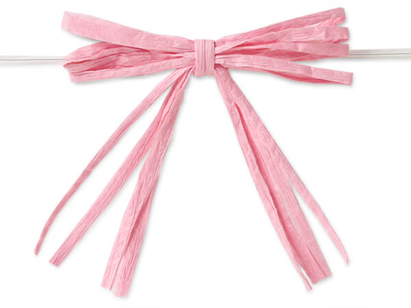 3-3/4" Azalea Pink Pre-Tied Raffia Paper Bows, 18 pack