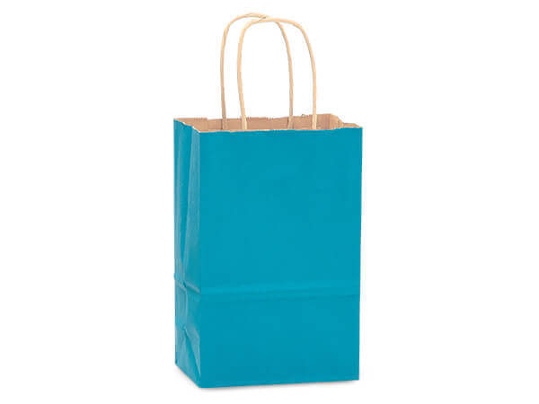 Caribbean Blue Recycled Kraft Bags Rose 5.5x3.25x8.375", 25 Pack