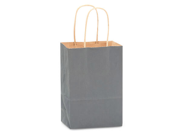 Charcoal Gray Recycled Kraft Bags Rose 5.5x3.25x8.375", 25 Pack