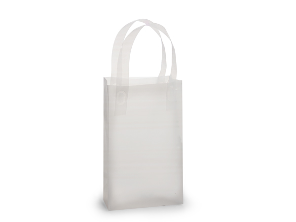 Clear Frosted Plastic Gift Bags, Rose 5x3x8", 25 Pack, 3 mil