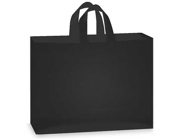 Black Plastic Gift Bags, Vogue 16x5x12", 25 Pack, 3 mil