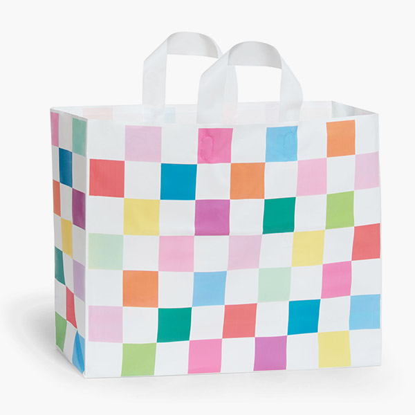 Color Block Plastic Gift Bags, Vogue 16x5x12", 25 Pack