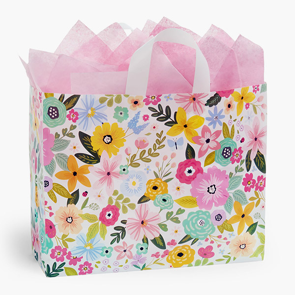 Songbird Blooms Plastic Gift Bags, Vogue 16x5x12", 25 Pack